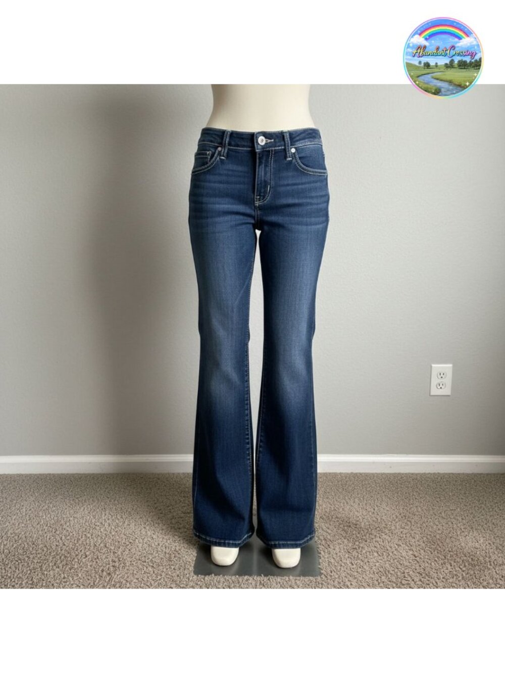 Women's Mid Rise Stretch Wide Leg Trouser Jeans 5-Pocket Casual Denim